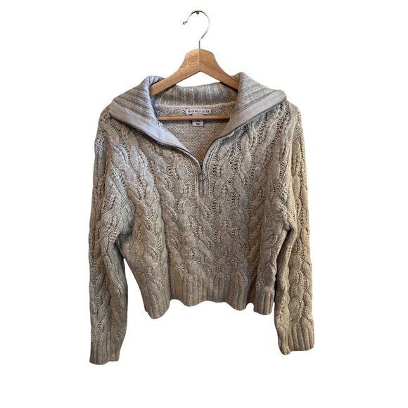 Sincerely Jules Cream, Tan Sweater Cable Knit Women's Size M Quarter Zip - Picture 1 of 4